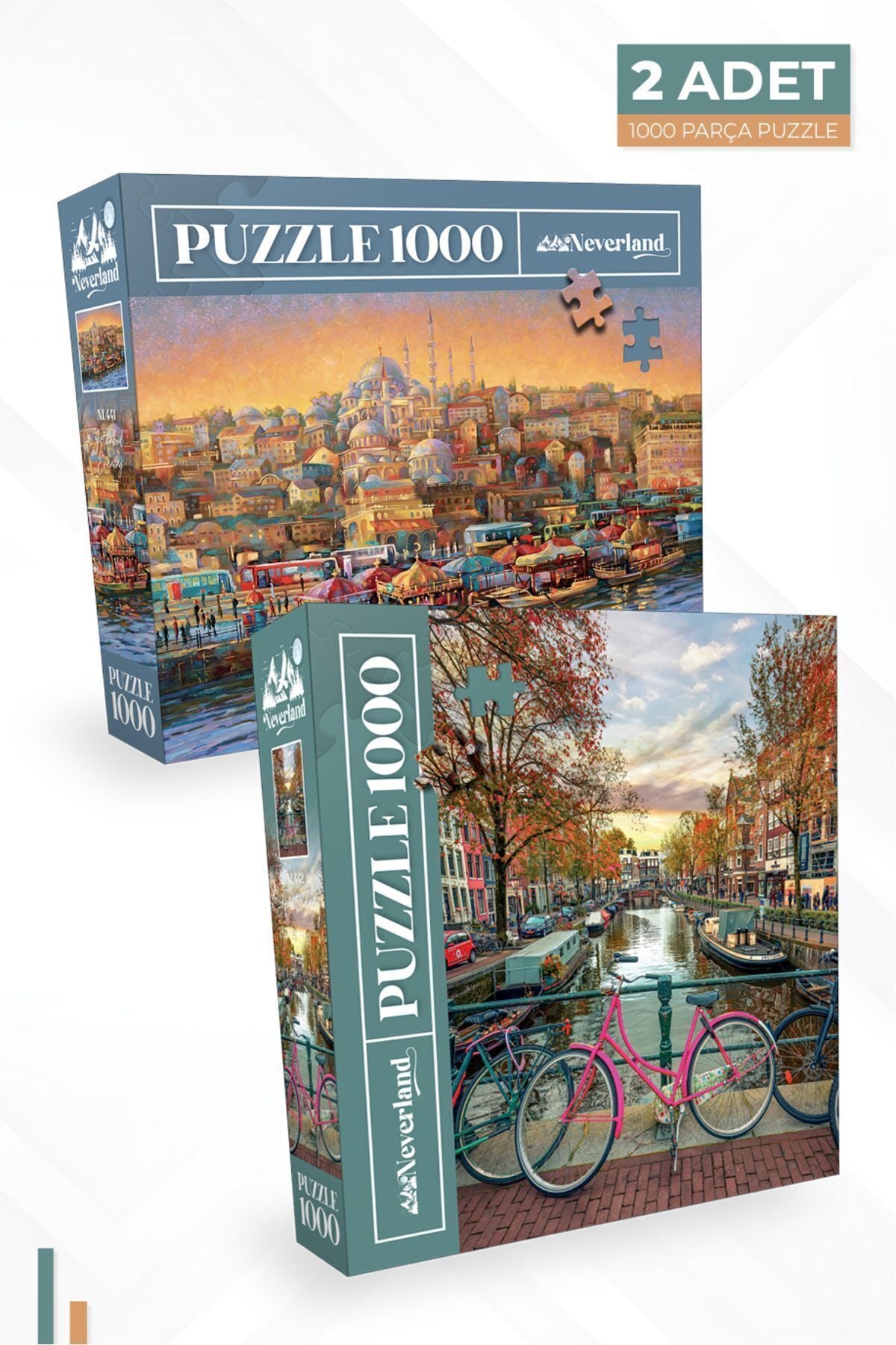 2 ADET 1000 PARÇA PUZZLE - AMSTERDAM ve İSTANBUL EVENİNG