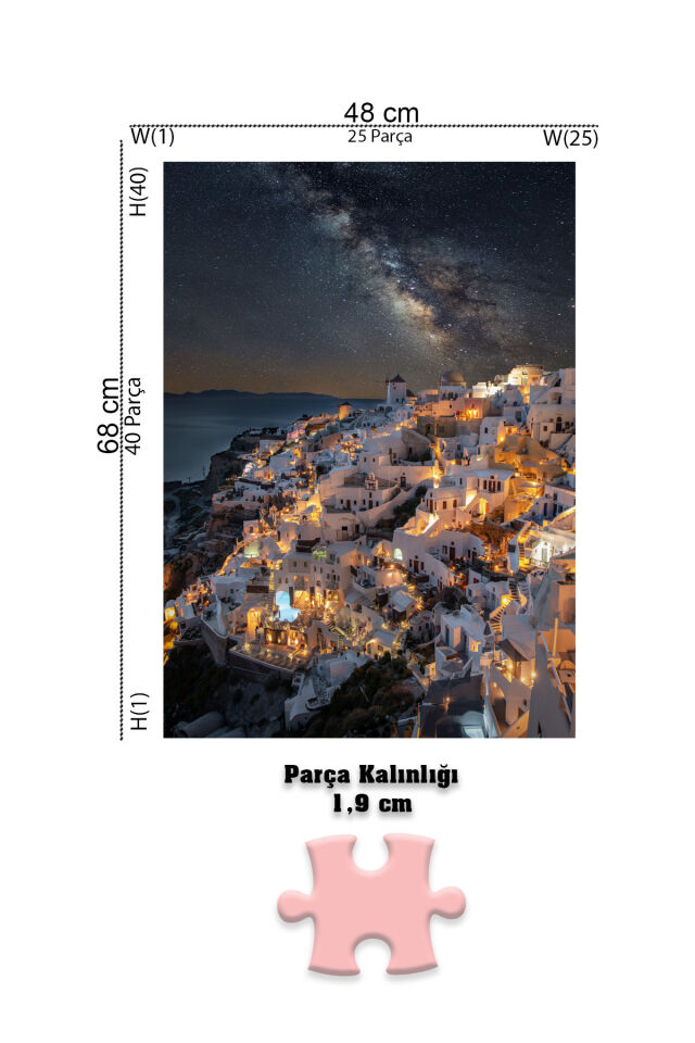 3 ADET 1000 PARÇA PUZZLE - EYFEL KULESİ ve LONDON ve SANTORINI
