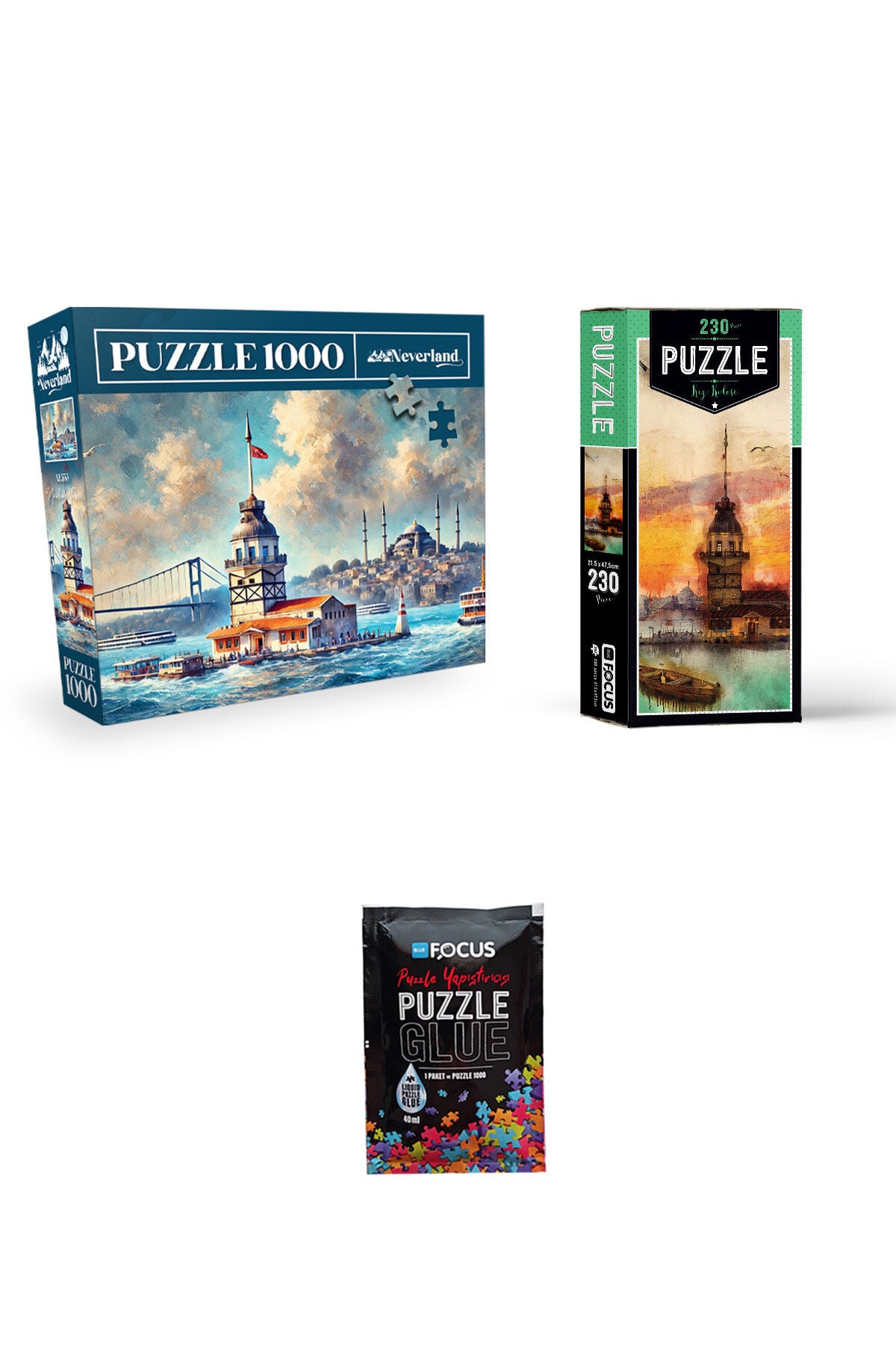 1000 PARÇA PUZZLE KIZ KULESİ VE 230 PARÇA KIZ KULESİ VE PUZZLE YAPIŞTIRICISI