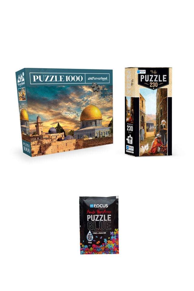 1000 PARÇA PUZZLE KUDÜS VE 230 PARÇA MEKKE VE PUZZLE YAPIŞTIRICISI