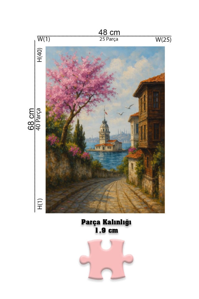 1000 PARÇA PUZZLE KIZ KULESİ ANILARI VE 230 PARÇA İNCİ KÜPELİ KIZ VE PUZZLE YAPIŞTIRICISI