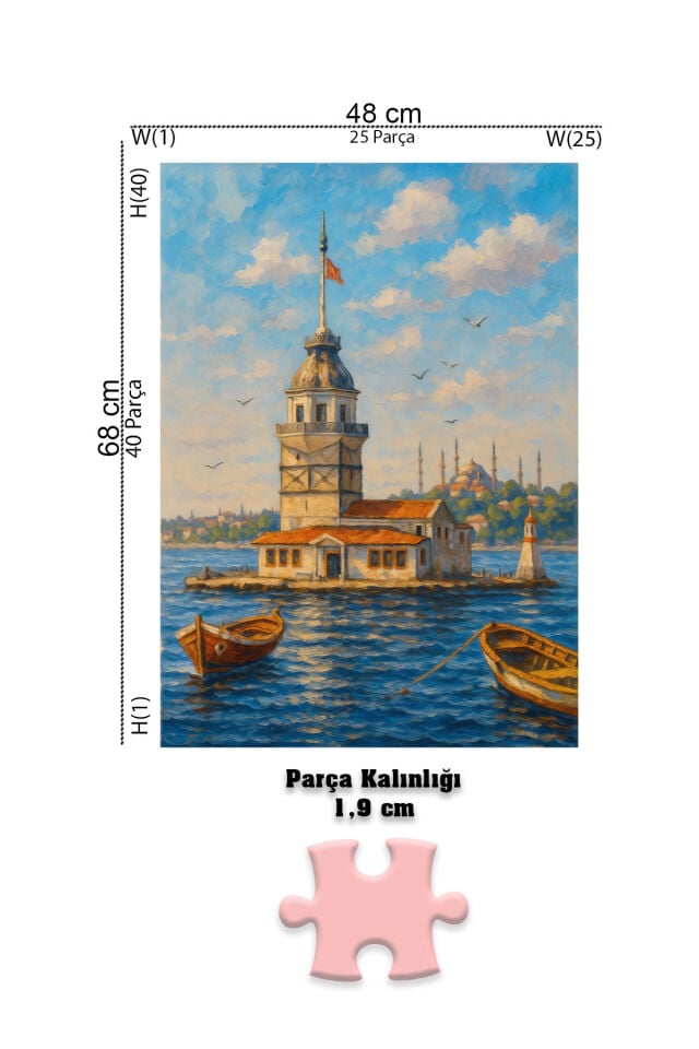 1000 PARÇA PUZZLE KIZ KULESİ SAKİNLİĞİ VE 230 PARÇA FETİH 1453 VE PUZZLE YAPIŞTIRICISI