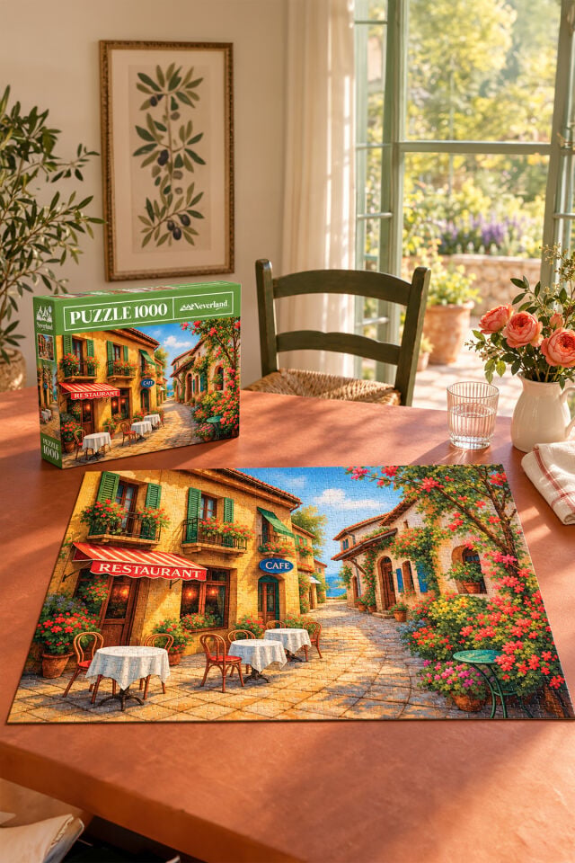 1000 Parça Puzzle- Sunny Cafe Street (Güneşli Kafe Sokağı)