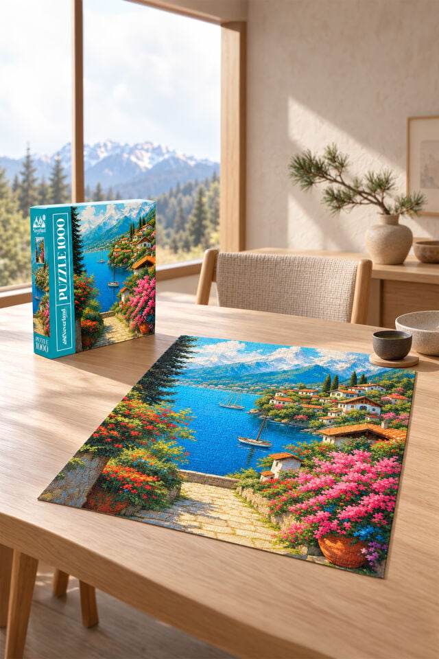 1000 Parça Puzzle - Mountain Lake Village (Dağ Gölü Kasabası)
