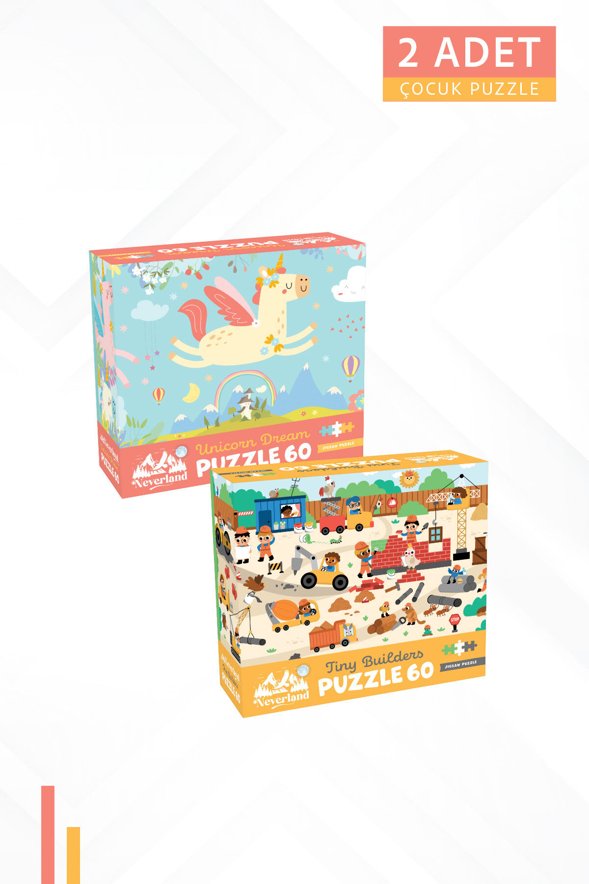 2 ADET 60 PARÇA - UNICORN DREAM (UNICORN RÜYASI) VE TINY BUILDERS (MİNİK İNŞAATÇILAR)