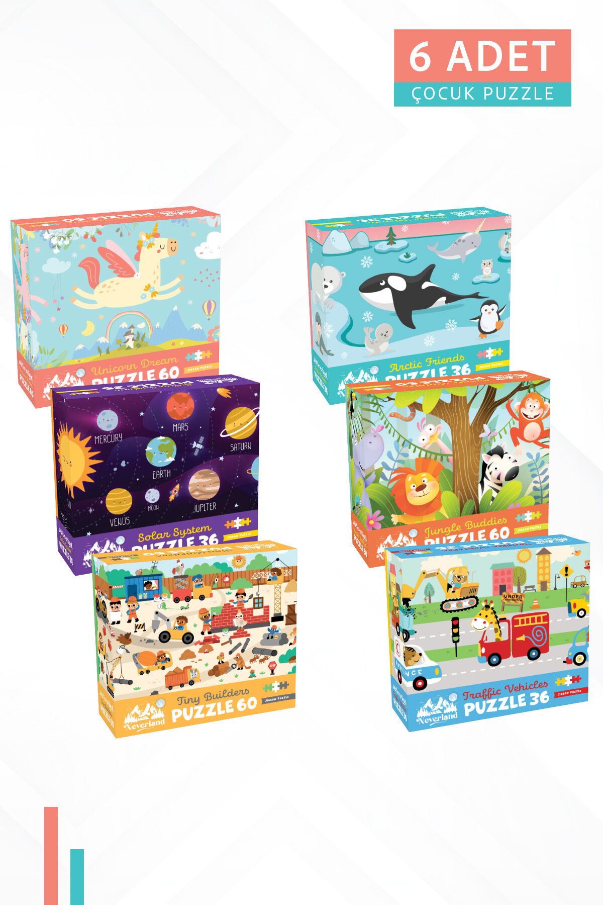 6 FARKLI 36 PARÇA VE 60 PARÇA ÇOCUK PUZZLE
