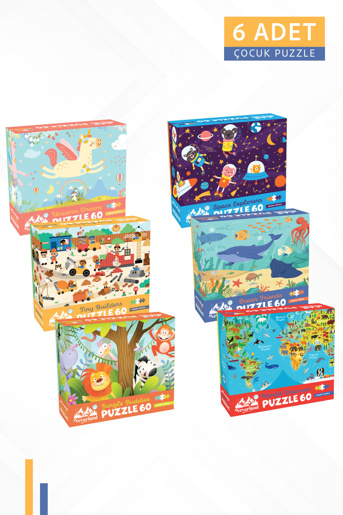 6 FARKLI 60 PARÇA ÇOCUK PUZZLE