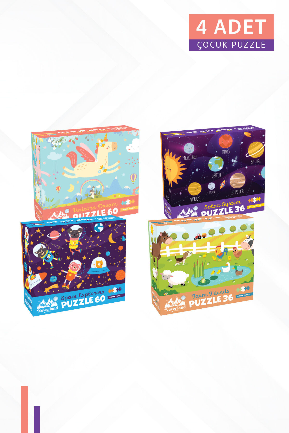 4 FARKLI 36 PARÇA VE 60 PARÇA ÇOCUK PUZZLE