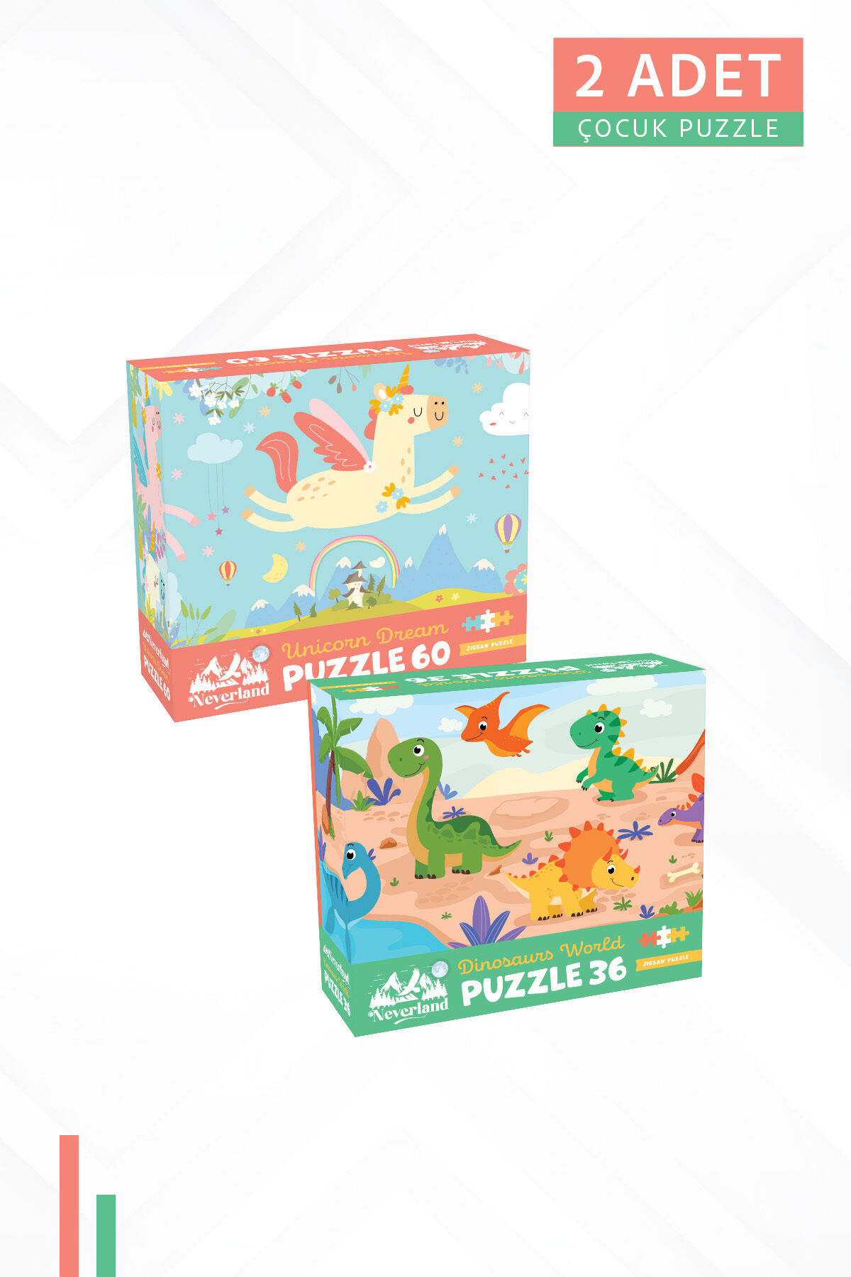 2ADET 60 PARÇA - UNICORN DREAM (UNICORN RÜYASI) VE 36 PARÇA - DINOSAURS WORLD (DİNOZORLARIN DÜNYASI)