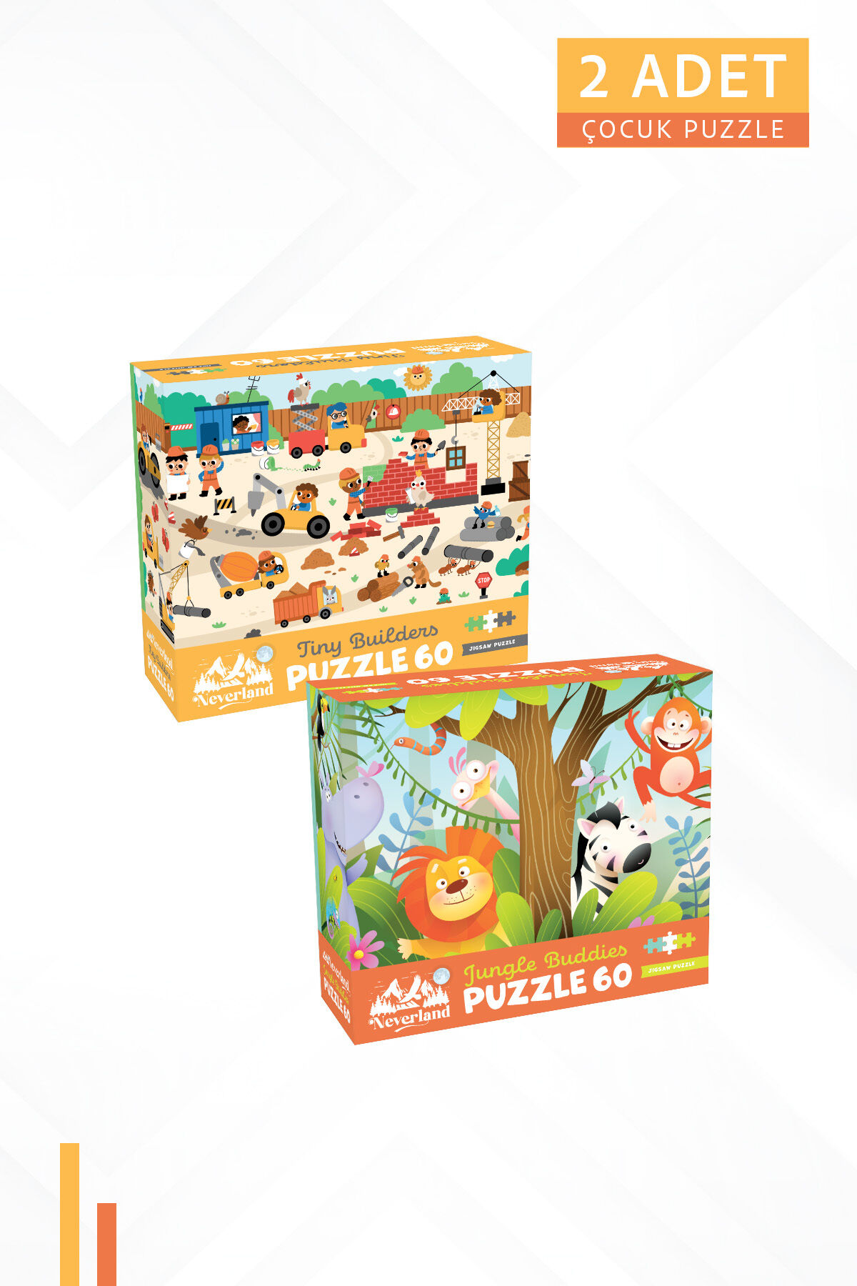 2 ADET 60 PARÇA - TINY BUILDERS (MİNİK İNŞAATÇILAR) VE JUNGLE BUDDIES (ORMAN ARKADAŞLARI)