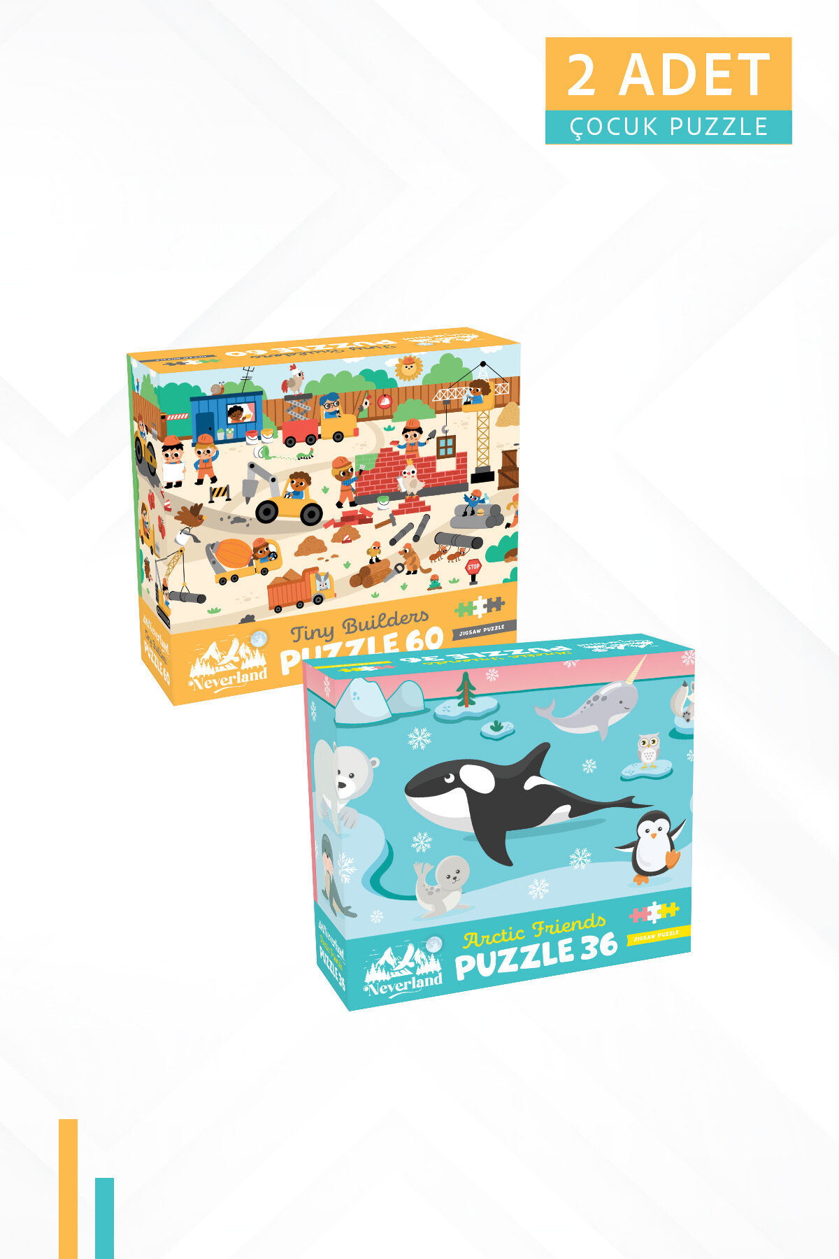 2 ADET 60 PARÇA - TINY BUILDERS (MİNİK İNŞAATÇILAR) VE 36 PARÇA - ARCTIC FRIENDS (KUTUP ARKADAŞLARI)