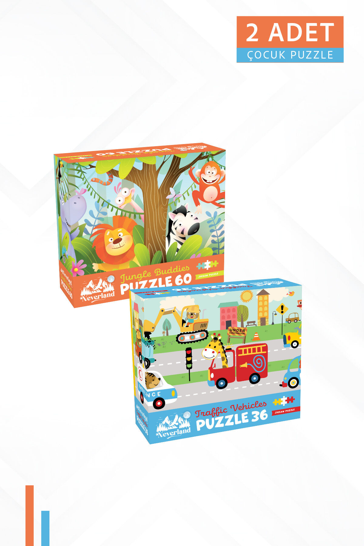 2ADET 60 PARÇA -JUNGLE BUDDIES (ORMAN ARKADAŞLARI) VE 36 PARÇA -TRAFFIC VEHICLES (TRAFİK TAŞITLARI)