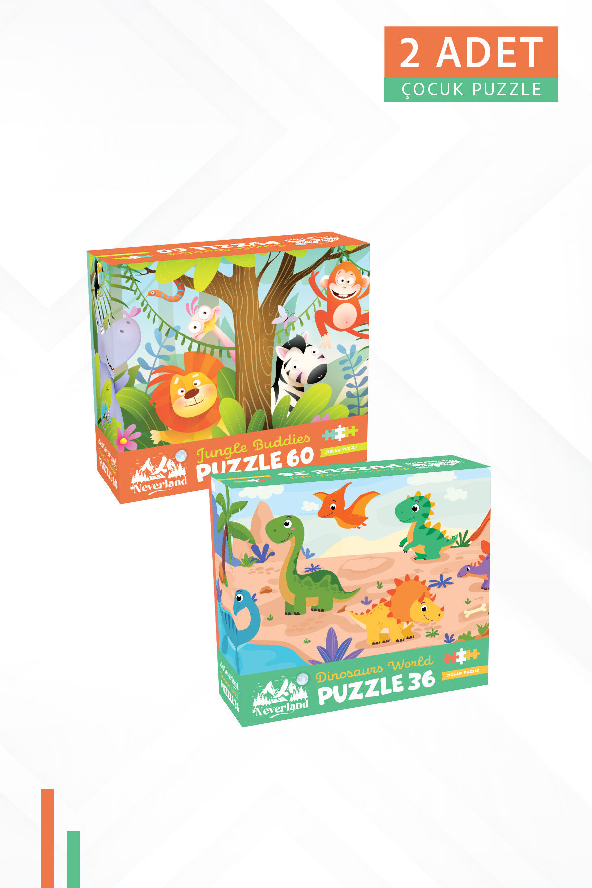 2ADET 60 PARÇA-JUNGLE BUDDIES (ORMAN ARKADAŞLARI) VE 36 PARÇA-DINOSAURS WORLD (DİNOZORLARIN DÜNYASI)