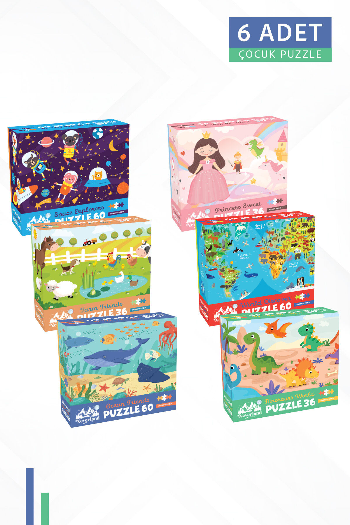 6 FARKLI 36 PARÇA VE 60 PARÇA ÇOCUK PUZZLE