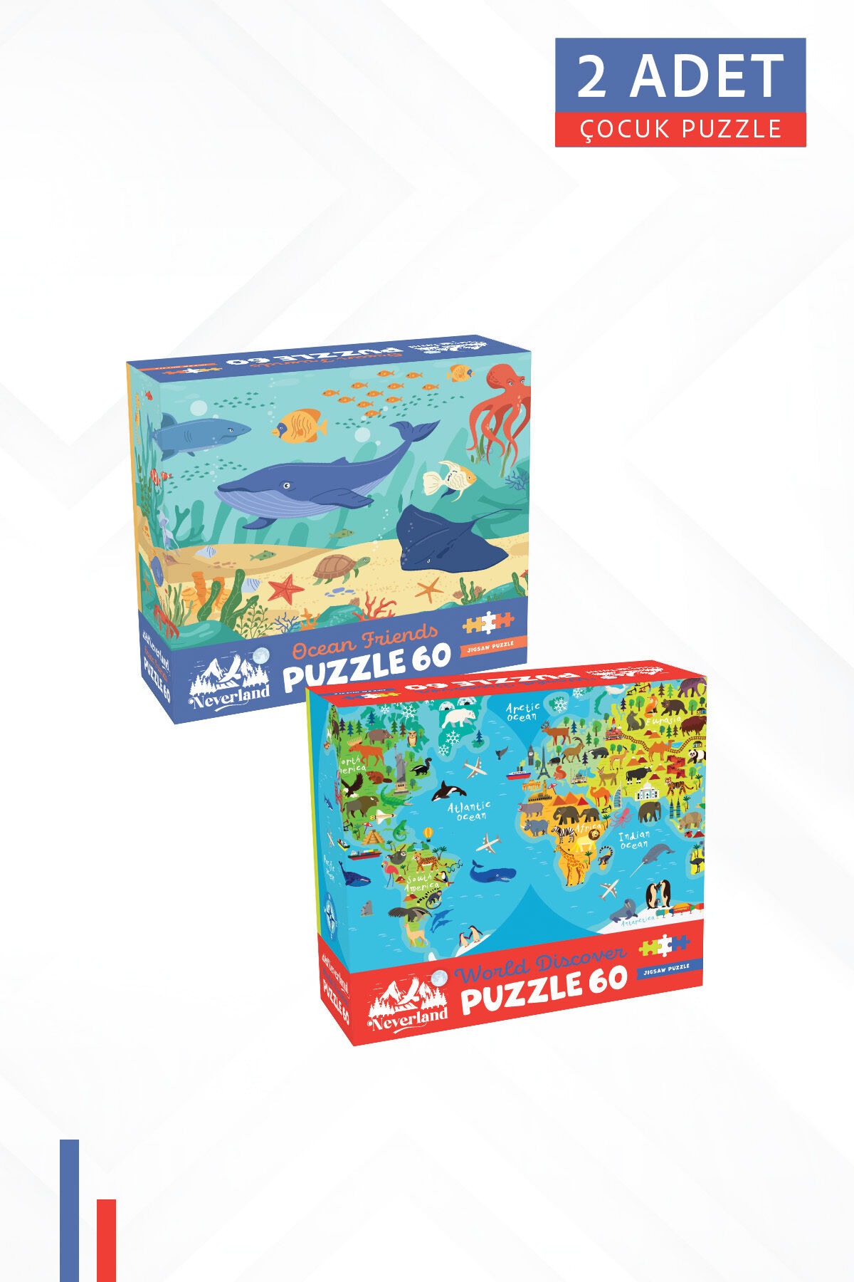 2 ADET 60 PARÇA - OCEAN FRIENDS (OKYANUS ARKADAŞLARI) VE WORLD DISCOVER (DÜNYAYI KEŞFET)