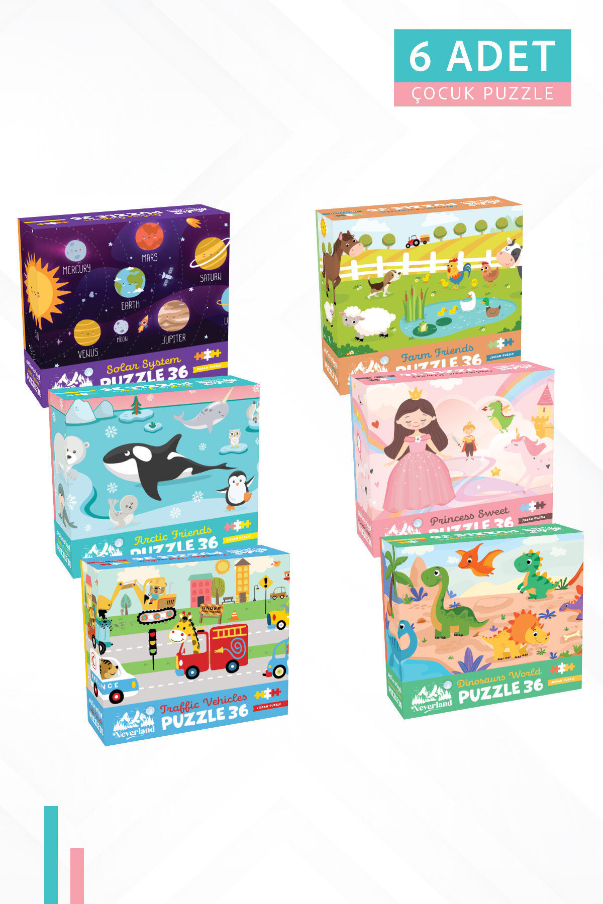 6 FARKLI 36 PARÇA ÇOCUK PUZZLE
