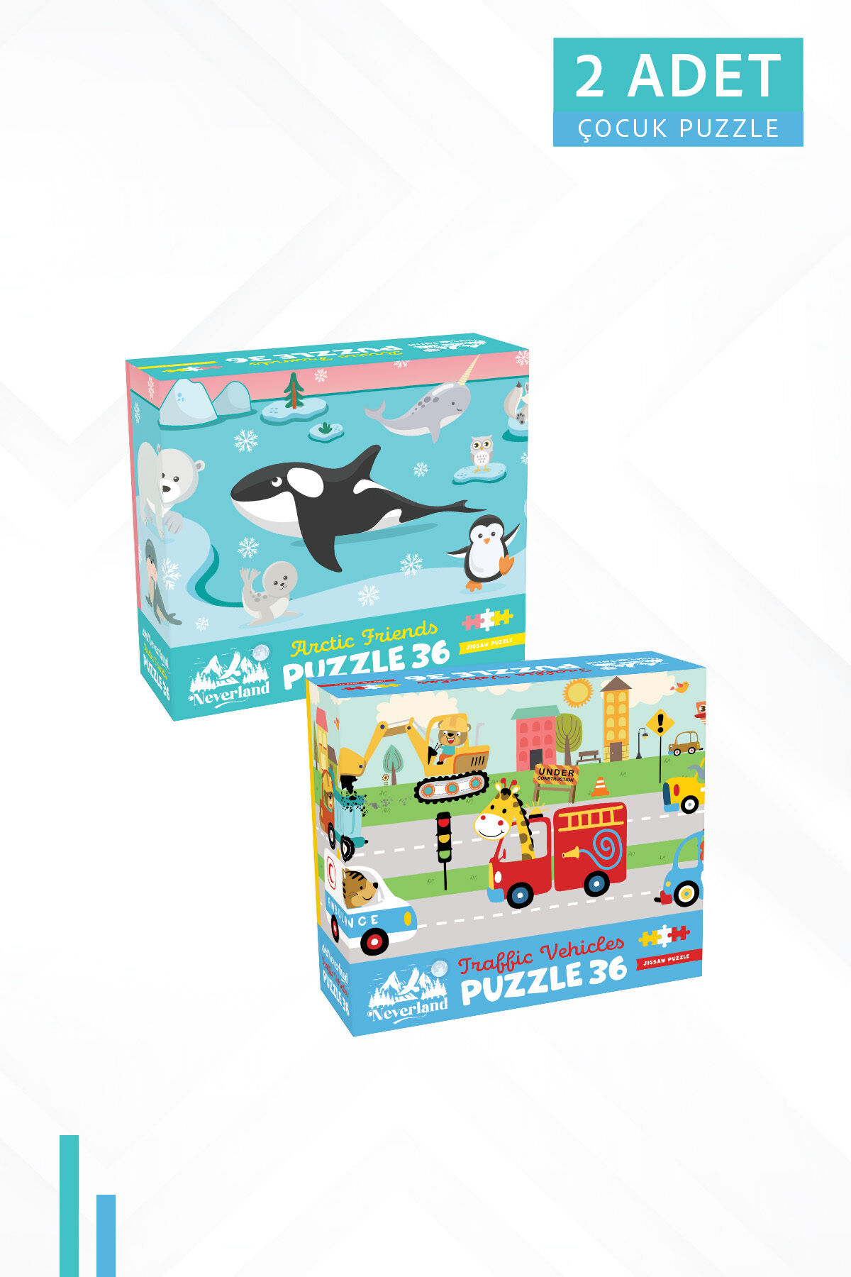 2 ADET 36 PARÇA - ARCTIC FRIENDS (KUTUP ARKADAŞLARI) VE TRAFFIC VEHICLES (TRAFİK TAŞITLARI)