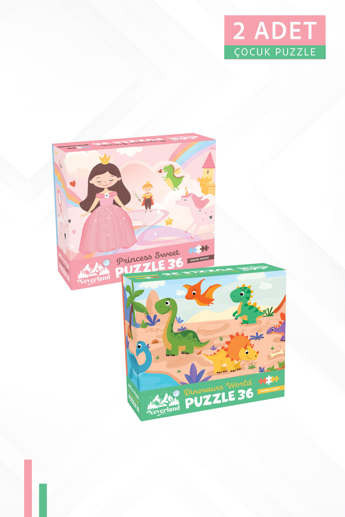 2 ADET 36 PARÇA - PRINCESS SWEET (TATLI PRENSES) VE DINOSAURS WORLD (DİNOZORLARIN DÜNYASI)