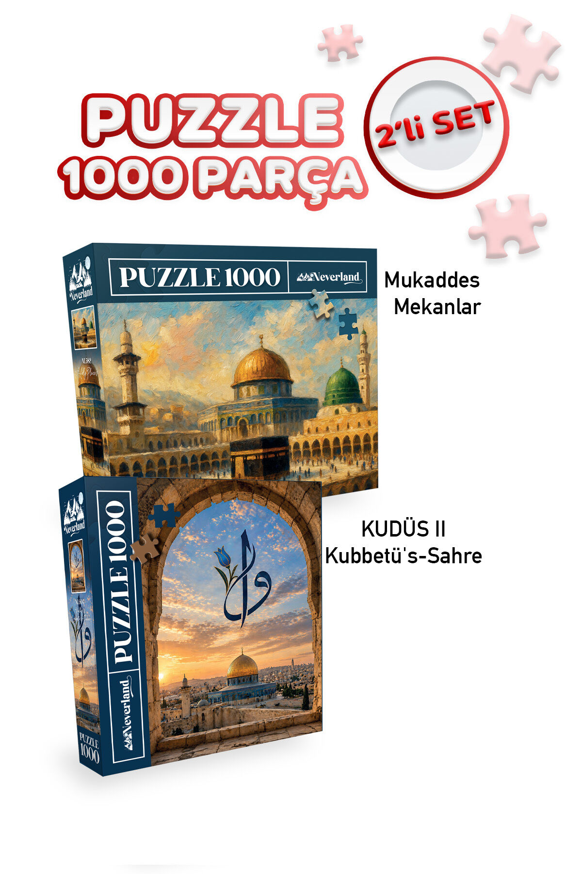 2 ADET 1000 PARÇA PUZZLE-KUDÜS II-KUBBETÜ'S SAHRA VE MUKADDES MEKANLAR